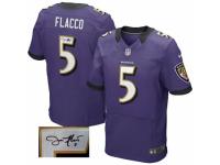 Men's Nike Baltimore Ravens #5 Joe Flacco Purple Team Color Elite Autographed NFL Jersey