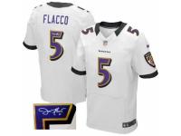 Men's Nike Baltimore Ravens #5 Joe Flacco White Elite Autographed NFL Jersey