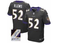 Men's Nike Baltimore Ravens #52 Ray Lewis Black Alternate Elite Autographed NFL Jersey