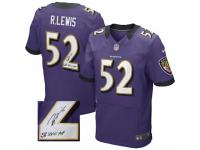 Men's Nike Baltimore Ravens #52 Ray Lewis Purple Team Color Elite Autographed NFL Jersey