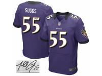 Men's Nike Baltimore Ravens #55 Terrell Suggs Purple Team Color Elite Autographed NFL Jersey