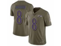 Men's Nike Baltimore Ravens #8 Lamar Jackson Limited Olive 2017 Salute to Service NFL Jersey