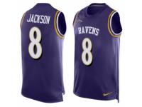 Men's Nike Baltimore Ravens #8 Lamar Jackson Purple Player Name & Number Tank Top NFL