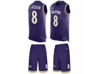 Men's Nike Baltimore Ravens #8 Lamar Jackson Purple Tank Top Suit NFL