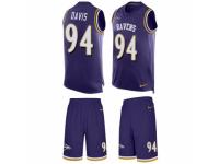 Men's Nike Baltimore Ravens #94 Carl Davis Purple Tank Top Suit NFL Jersey