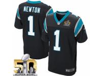 Men's Nike Carolina Panthers #1 Cam Newton Elite Black Team Color Super Bowl L NFL Jersey