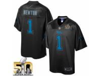 Men's Nike Carolina Panthers #1 Cam Newton Game Black Pro Line Reverse Fashion Super Bowl 50 Bound NFL Jersey