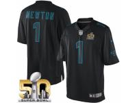Men's Nike Carolina Panthers #1 Cam Newton Limited Black Impact Super Bowl L NFL Jersey