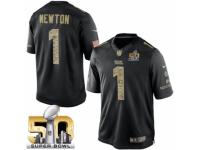 Men's Nike Carolina Panthers #1 Cam Newton Limited Black Salute to Service Super Bowl L NFL Jersey
