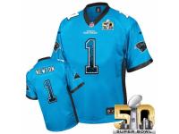 Men's Nike Carolina Panthers #1 Cam Newton Limited Blue Drift Fashion Super Bowl L NFL Jersey