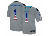 Men's Nike Carolina Panthers #1 Cam Newton Limited Grey USA Flag Fashion NFL Jersey