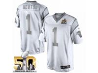 Men's Nike Carolina Panthers #1 Cam Newton Limited White Platinum Super Bowl L NFL Jersey
