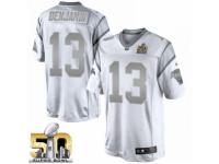 Men's Nike Carolina Panthers #13 Kelvin Benjamin Elite White Platinum Super Bowl L NFL Jersey