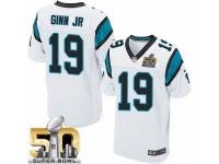 Men's Nike Carolina Panthers #19 Ted Ginn Jr Elite White Super Bowl L NFL Jersey