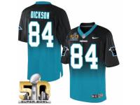 Men's Nike Carolina Panthers #84 Ed Dickson Elite Black Blue Fadeaway Super Bowl 50 Bound NFL Jersey