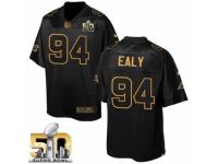 Men's Nike Carolina Panthers #94 Kony Ealy Elite Black Pro Line Gold Collection Super Bowl 50 Bound NFL Jersey
