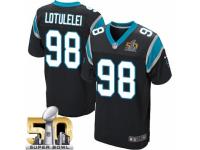 Men's Nike Carolina Panthers #98 Star Lotulelei Elite Black Team Color Super Bowl L NFL Jersey