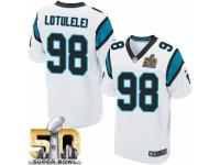 Men's Nike Carolina Panthers #98 Star Lotulelei Elite White Super Bowl L NFL Jersey