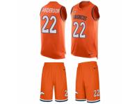 Men's Nike Denver Broncos #22 C.J. Anderson Orange Tank Top Suit NFL Jersey