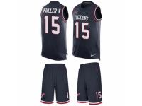 Men's Nike Houston Texans #15 Will Fuller V Navy Blue Tank Top Suit NFL Jersey