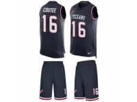 Men's Nike Houston Texans #16 Keke Coutee Navy Blue Tank Top Suit NFL Jersey