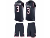 Men's Nike Houston Texans #3 Tom Savage Navy Blue Tank Top Suit NFL Jersey