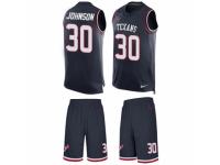 Men's Nike Houston Texans #30 Kevin Johnson Navy Blue Tank Top Suit NFL Jersey