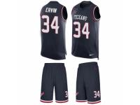 Men's Nike Houston Texans #34 Tyler Ervin Navy Blue Tank Top Suit NFL Jersey