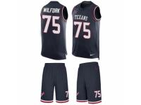 Men's Nike Houston Texans #75 Vince Wilfork Navy Blue Tank Top Suit NFL Jersey