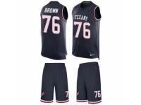 Men's Nike Houston Texans #76 Duane Brown Navy Blue Tank Top Suit NFL Jersey