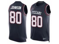 Men's Nike Houston Texans #80 Andre Johnson Navy Blue Player Name & Number Tank Top NFL Jersey