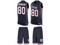 Men's Nike Houston Texans #80 Andre Johnson Navy Blue Tank Top Suit NFL Jersey
