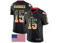 Men's Nike Kansas City Chiefs #15 Patrick Mahomes Limited Black Rush USA Flag NFL Jersey