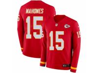 Men's Nike Kansas City Chiefs #15 Patrick Mahomes Limited Red Therma Long Sleeve NFL Jersey