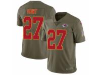 Men's Nike Kansas City Chiefs #27 Kareem Hunt Limited Olive 2017 Salute to Service NFL Jersey