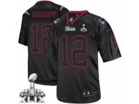 Men's Nike New England Patriots #12 Tom Brady Limited Lights Out Black Super Bowl XLIX NFL Jersey