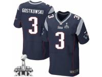 Men's Nike New England Patriots #3 Stephen Gostkowski Elite Navy Blue Team Color Super Bowl XLIX NFL Jersey