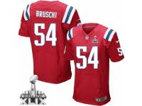 Men's Nike New England Patriots #54 Tedy Bruschi Elite Red Alternate Super Bowl XLIX NFL Jersey