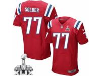 Men's Nike New England Patriots #77 Nate Solder Elite Red Alternate Super Bowl XLIX NFL Jersey