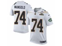 Men's Nike New York Jets #74 Nick Mangold Elite White Team Rice 2016 Pro Bowl NFL Jersey