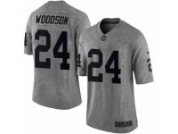 Men's Nike Oakland Raiders #24 Charles Woodson Limited Gray Gridiron NFL Jersey