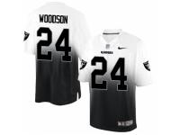 Men's Nike Oakland Raiders #24 Charles Woodson Limited White Black Fadeaway NFL Jersey