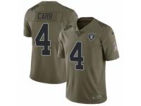 Men's Nike Oakland Raiders #4 Derek Carr Limited Olive 2017 Salute to Service NFL Jersey