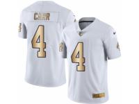 Men's Nike Oakland Raiders #4 Derek Carr Limited White Gold Rush NFL Jersey