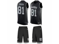 Men's Nike Oakland Raiders #81 Mychal Rivera Black Tank Top Suit NFL Jersey