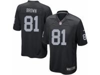 Men's Nike Oakland Raiders #81 Tim Brown Game Black Team Color NFL Jersey