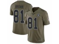 Men's Nike Oakland Raiders #81 Tim Brown Limited Olive 2017 Salute to Service NFL Jersey