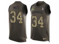 Men's Nike San Diego Chargers #34 Derek Watt Green Salute to Service Tank Top NFL Jersey