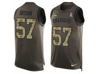 Men's Nike San Diego Chargers #57 Jatavis Brown Green Salute to Service Tank Top NFL Jersey