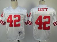 Men's Nike San Francisco 49ers #42 Ronnie Lott White Throwback Jersey